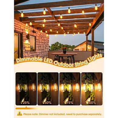 Outdoor LED String Lights, Dimmable Waterproof Shatterproof Edison Patio Lights