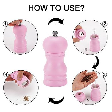Salt and Pepper Grinder 4.5" Wooden Pepper Mills Shakers with Adjustable Coarseness for Dining 1PC