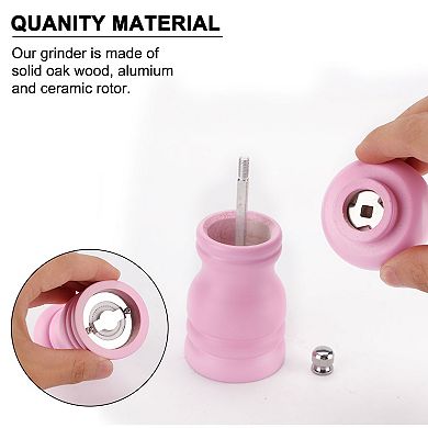 Salt and Pepper Grinder 4.5" Wooden Pepper Mills Shakers with Adjustable Coarseness for Dining 1PC
