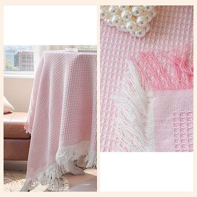 Kitchen Dining Waffle Table Cover 49.21"x47.24" Pink