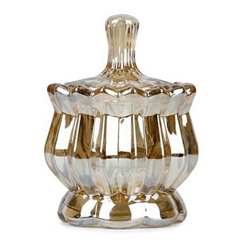 5.1oz Crystal Glass Bathroom Canister with Lid Cotton Swab Holder Trinket Jar