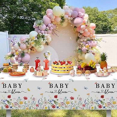 Spring Baby Shower Tablecloths, disposable plastic covers, waterproof 3 pack