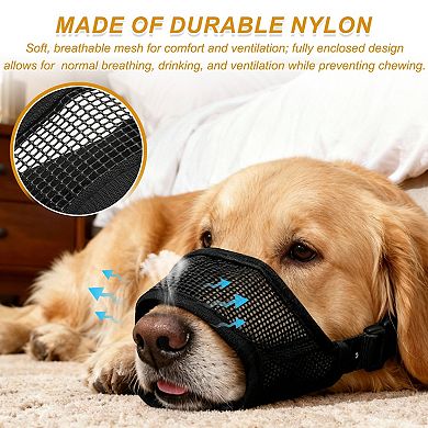 Dog Muzzle Adjustable Covered Short Mouth Guard 1Pc