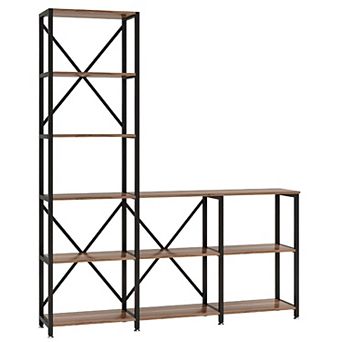 5-Shelf Freestanding Ladder Bookcase for Home or Office Vertical Storage