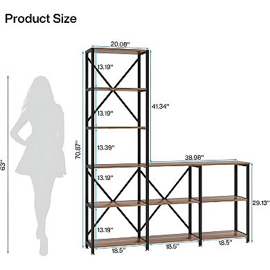 5-Shelf Freestanding Ladder Bookcase for Home or Office Vertical Storage