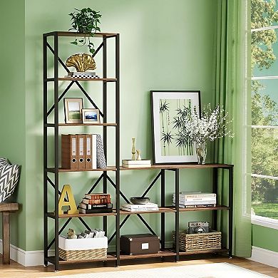 5-Shelf Freestanding Ladder Bookcase for Home or Office Vertical Storage