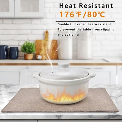 Linen-Look Polyester Placemats Heat Resistant Non-Slip Washable Set of 4