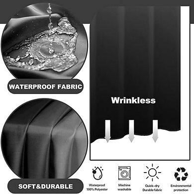 No-hook shower curtain with snap-in liner, ombre fabric design, waterproof and washable.