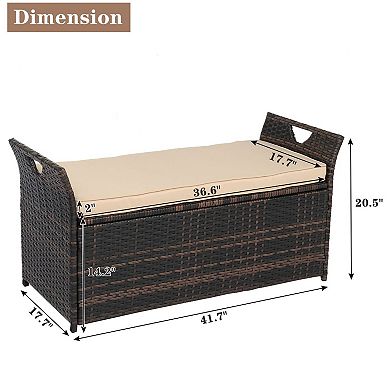 Modern Rattan Storage Bench with Comfortable Seat Cushion Ideal for Hallways and Bedroom