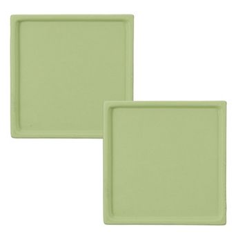 2 pc Square Plant Saucers, 4.7" Ceramics Plant Drip Trays for Pots, Heavy Duty Flower Pot Saucers