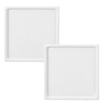 2 pc Square Plant Saucers, 4.7" Ceramics Plant Drip Trays for Pots, Heavy Duty Flower Pot Saucers