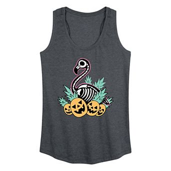 Women's Summerween Flamingo Skeleton Graphic Racerback Tank Top