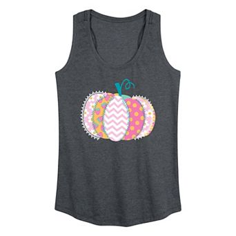 Women's Summerween Pastel Patchwork Pumpkin Graphic Racerback Tank Top