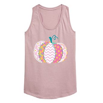 Women's Summerween Pastel Patchwork Pumpkin Graphic Racerback Tank Top