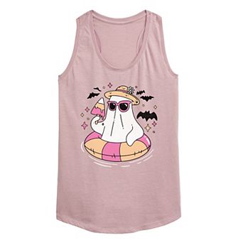 Women's Summerween Ghost Pool Float Racerback Tank Top
