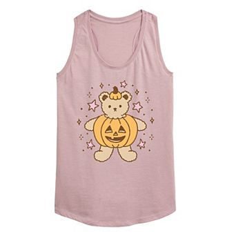 Women's Cute Teddy Bear Pumpkin Racerback Tank Top