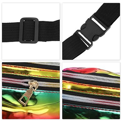 Stylish Zip Reflective Holographic Sports Waist Bag Iridescent 1 Pc
