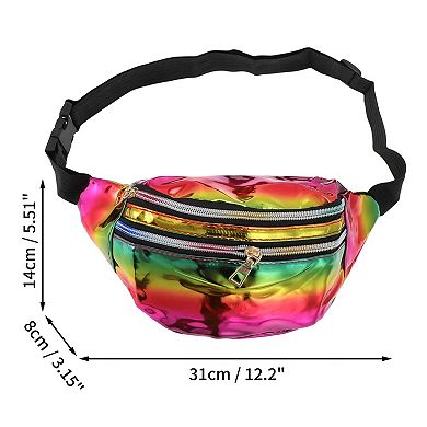 Stylish Zip Reflective Holographic Sports Waist Bag Iridescent 1 Pc