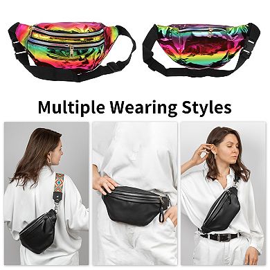 Stylish Zip Reflective Holographic Sports Waist Bag Iridescent 1 Pc