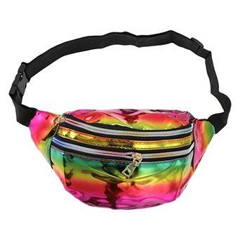 Stylish Zip Reflective Holographic Sports Waist Bag Iridescent 1 pc