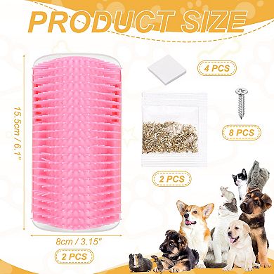 6.1" x 3.15" 2Pcs Cat Self Groomer Scratcher Softer Scratchers Wall Corner Groomer Massage