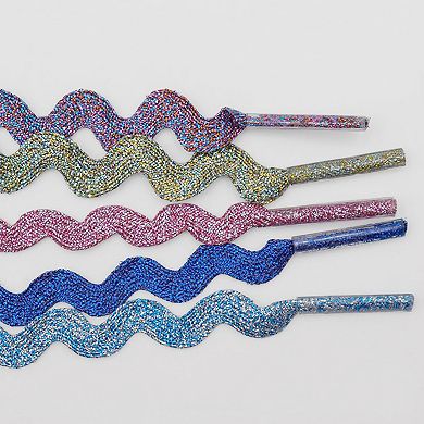 Women's 2 Pairs Metallic Glitter S-Shaped Shiny Flat Thin Shoestrings 47.2"