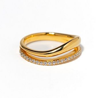 Belinda Jewelz 18k Gold Plated Vermeil Pavé Wavy Dome Ring