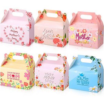 Mother’s Day Floral Favor Boxes Set (24pc), Pink Treat Gift Boxes for Party & Candy