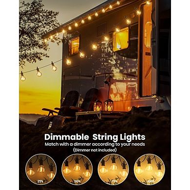 Outdoor LED String Lights, Waterproof Connectable G40 Patio Bulb Lights, E12 Base