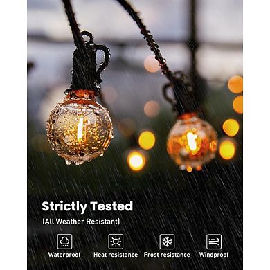Outdoor LED String Lights, Waterproof Connectable G40 Patio Bulb Lights, E12 Base