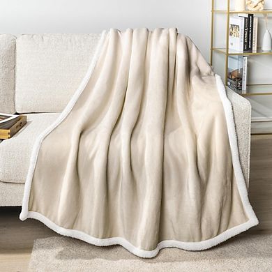 Sherpa Fleece Throw Blanket, Soft Reversible Cozy Plush Blanket