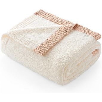 Ultra Soft Reversible Microfiber Throw Blanket, Fluffy Cozy Knit Blanket