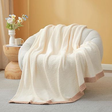Ultra Soft Reversible Microfiber Throw Blanket, Fluffy Cozy Knit Blanket