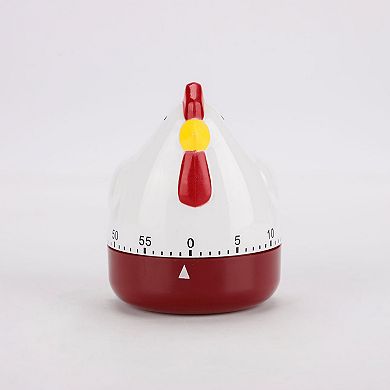 Home Kitchen Cooking Chicken Shaped Mechanical Alarm Timer 60 Minutes White Red