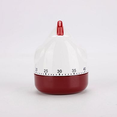 Home Kitchen Cooking Chicken Shaped Mechanical Alarm Timer 60 Minutes White Red