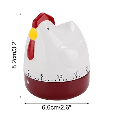 Home Kitchen Cooking Chicken Shaped Mechanical Alarm Timer 60 Minutes White Red