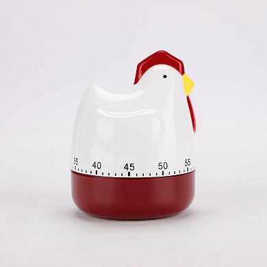 Home Kitchen Cooking Chicken Shaped Mechanical Alarm Timer 60 Minutes White Red