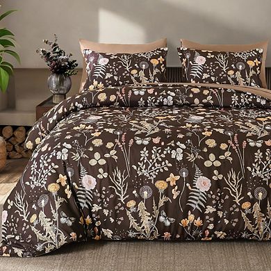 Floral Comforter Bedding Set, Soft Microfiber, 7-Piece Farmhouse Bed Set