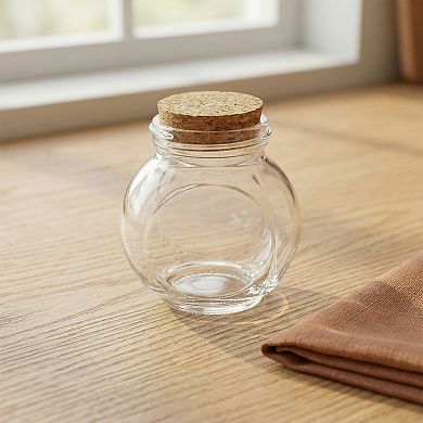 2pcs Decorative Glass Jars with Cork Stoppers Clear Bottles 3.1"L x 3.1"W x 3.5"H