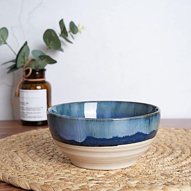 Ceramic Dessert & Cereal Bowls Set, 16oz, Microwave & Dishwasher Safe, Deep Blue