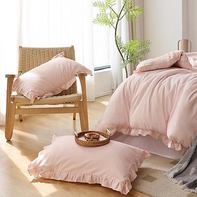 Ruffled Comforter Set, Soft Vintage Farmhouse All-Season Bedding with Pillowcases