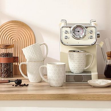 Ceramic Mugs Set of 4 Microwave & Dishwasher Safe, With Handle
