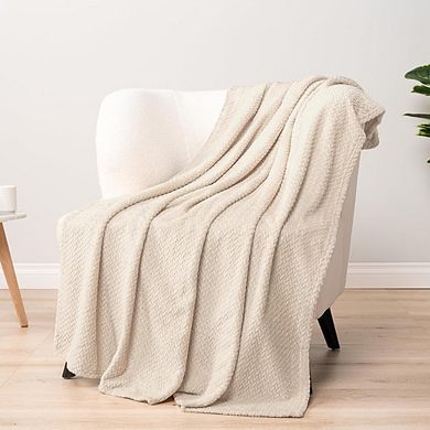 Fleece Throw Blanket Soft Lightweight Warm Plush Cozy Flannel Jacquard Blanket