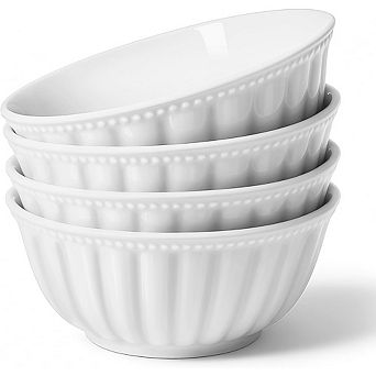 Ceramic Soup & Cereal Bowls Set of 4 Porcelain, Oven & Microwave Safe