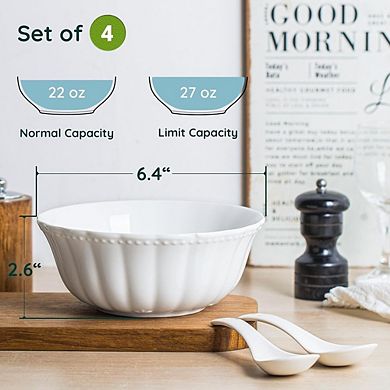 Ceramic Soup & Cereal Bowls Set of 4 Porcelain, Oven & Microwave Safe