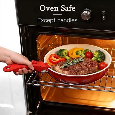 Ceramic Nonstick Cookware Set, Detachable Handle, Induction Compatible