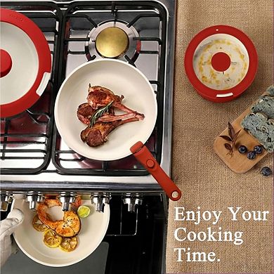 Ceramic Nonstick Cookware Set, Detachable Handle, Induction Compatible