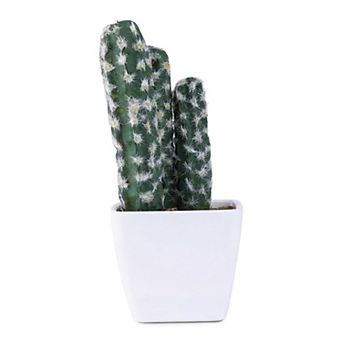 Artificial Cactus Plant in White Pot Faux Succulent for Home Decor Indoor Small Fake Desert Plant