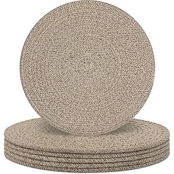 Cotton Rope Round Placemats Set of 6, 13-Inch Heat-Resistant Non-Slip Table Mats