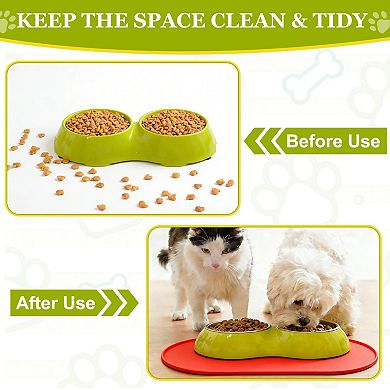 1Pc Cat Food Mat, Pet Feeding Mat Non-Slip Oval Waterproof